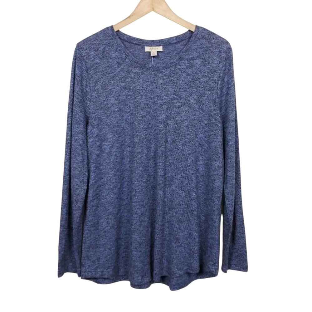 Style & Co Long Sleeve Pullover Sweater Heather Blue Women Size L NEW